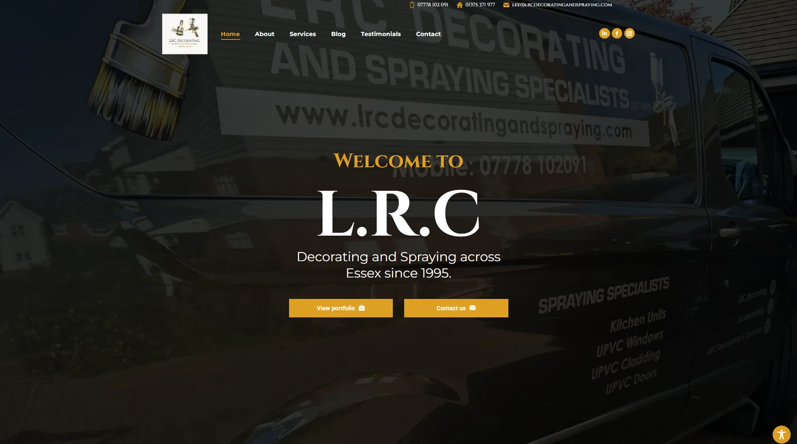 LRC Decorating & Spraying Website Design 1 LRC Decorating and Spraying website homepage