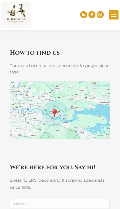 LRC Decorating & Spraying Website Design 3 Mobile version of the LRC Decorating and Spraying website