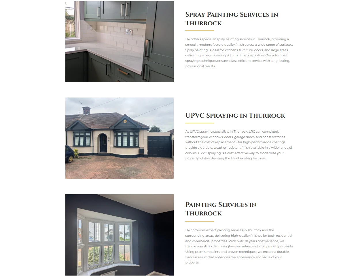 LRC Decorating & Spraying Website Design 2 LRC Decorating and Spraying services webpage